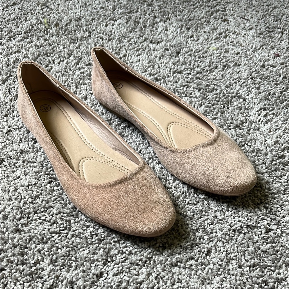 Elegant Nude/Pinkish Suede Women's Flats